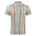 thumbnail image 4 of Minimalist Stripes Orange And Green Men Zipper T-shirt Summer Casual Short Sleeve T-shirt Top, 4 of 7
