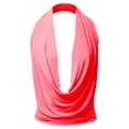 thumbnail image 2 of A2Y Women's Sexy Drape Front Deep V-Neck Cowl Neckline Halter Backless Party Club Top Neon Fuchsia 2XL, 2 of 6