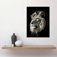 thumbnail image 2 of Lion Head Portrait Dramatic Photograph Strong Leo Dark Atmospheric Light Large Wall Art Poster Print Thick Paper 18X24 Inch, 2 of 3