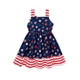 thumbnail image 4 of Girls Independence Day Dress Square Neck Bow Shoulder A-Line Flowy 4th of July Outfit for 7-8 Years, Blue Stars I, 4 of 10