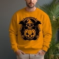 thumbnail image 6 of Men's 330g 100% Cotton Pumpkin Skull Pattern Dropped Shoulder Crew Neck Sweatshirt, 6 of 15