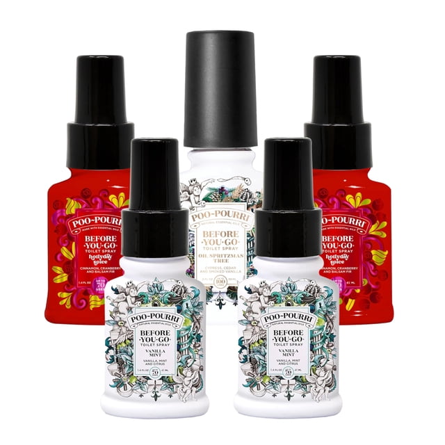 Set navideño de spray para inodoro Poo-Pourri, 5 botellas de 59 ml y 41 ml