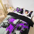 thumbnail image 3 of Homewish Purple Aesthetic Patchwork Bedding,Modern Abstract Duvet Cover Full,Black Reversible,3-Piece,1 Duvet Cover and 2 Pillowcases, 3 of 6