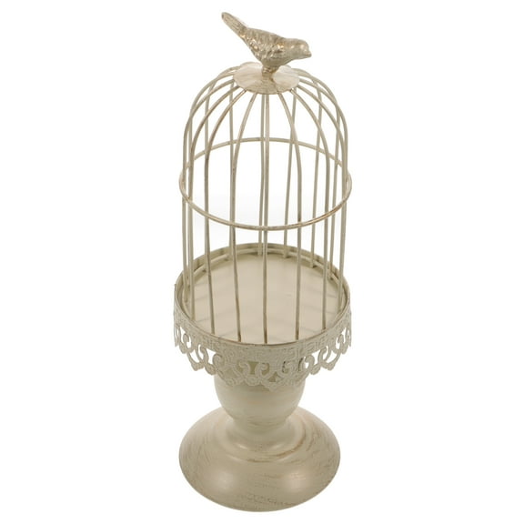 LEORX Vintage Iron Birdcage Candleholder Light Grey Unique Adornment