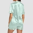 thumbnail image 7 of Pj Sets for Woman, Audhol Womens Pajamas Set Button Down 2 Piece Satin Shorts Set Ruffle Notch Collar Sleepwear Pajamas for Women Set H XL, 7 of 7