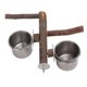 thumbnail image 5 of Percha De Madera Para Pájaros Con Tazas De Alimentación Para Pájaros, Alimentación De Loros Y Pájaros, Tazas Dobles, Cuencos De Agua Para Alimentos De Acero Inoxidable, 5 of 7