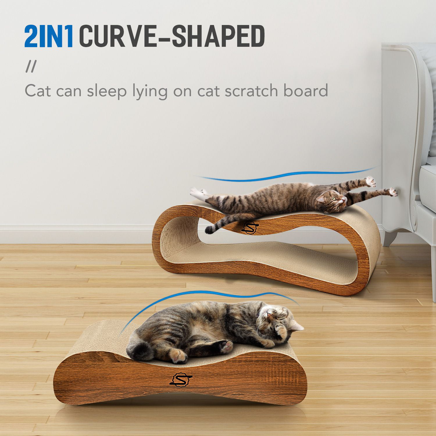 ScratchMe 2 in 1 Cat Scratcher Cardboard Lounge Bed Scratching