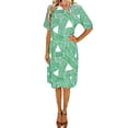 thumbnail image 3 of TaTaai Spring Summer Satin Dress Printed Soft Women's Fashion Round Neck Short Sleeve Breathable Elegant Casual Daily Party Dress Gift, 3 of 5