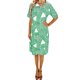 thumbnail image 1 of Vestido Estampado de Satén de Manga Corta Casual Cuello Redondo Ligero Suave Primavera Verano Uso Diario, 1 of 6