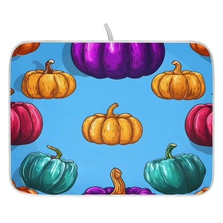 

Multicolored Pumpkin Dish Drying Mat for Kitchen Quick Drying Absorbent Soft Durable 16 x 18