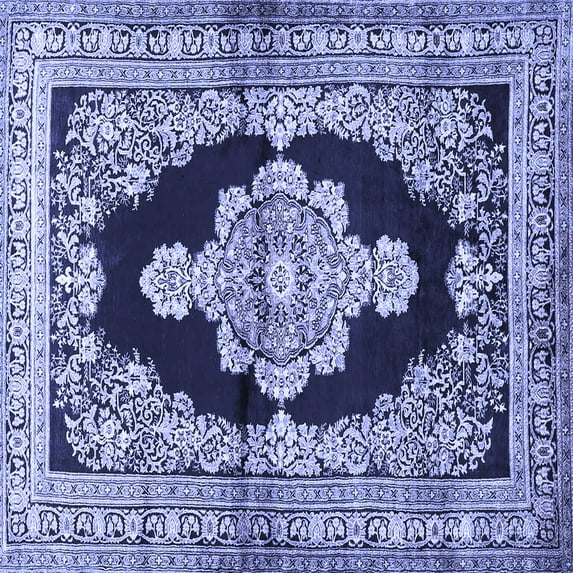 Ahgly Company Indoor Square Medallion Blue Traditional Area Rugs, 4' Square