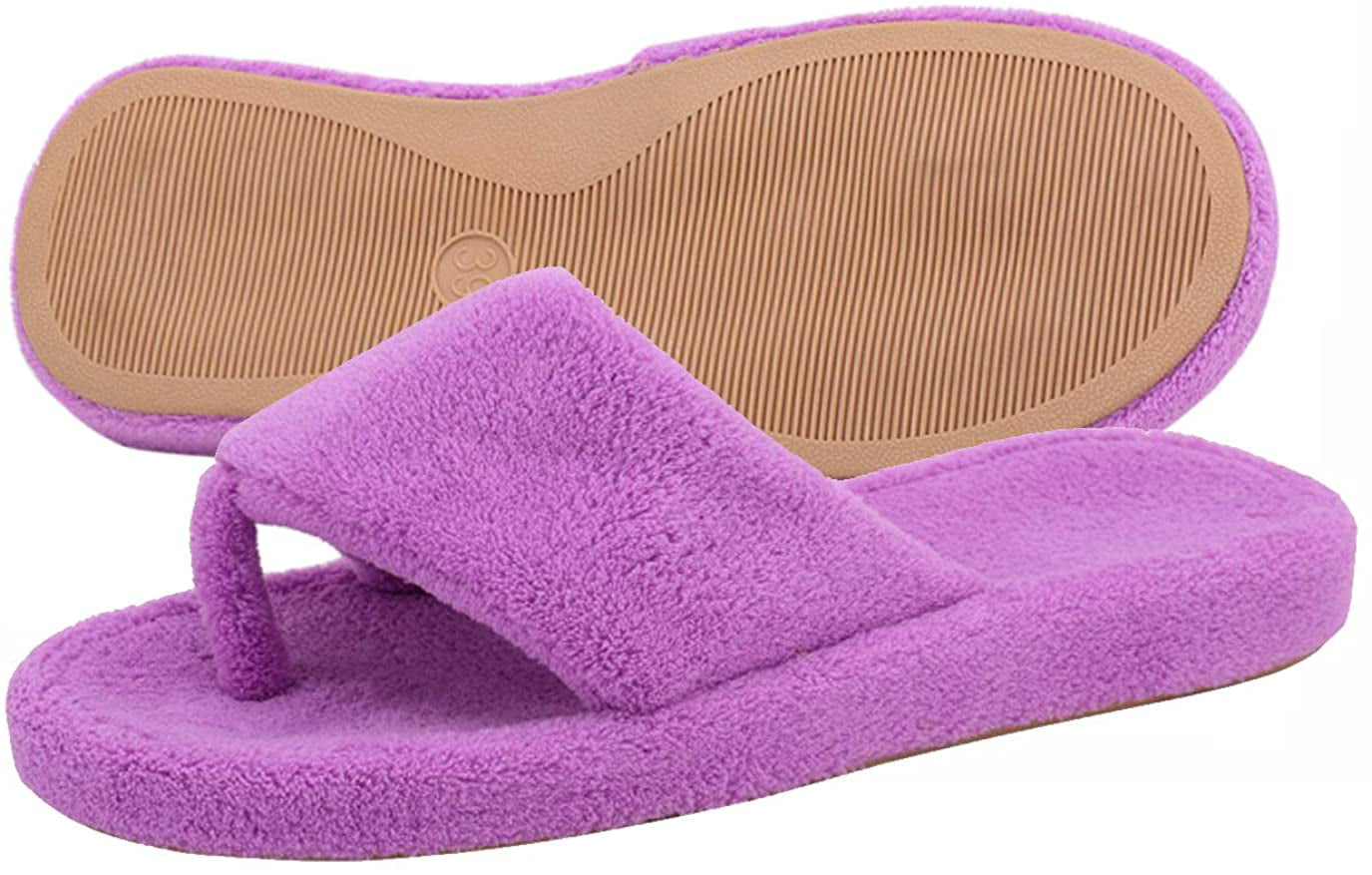 Onmygogo Women Indoor House Slippers with Arch Support Coral Fleece Flip-Flops Thong Slippers for and Women 