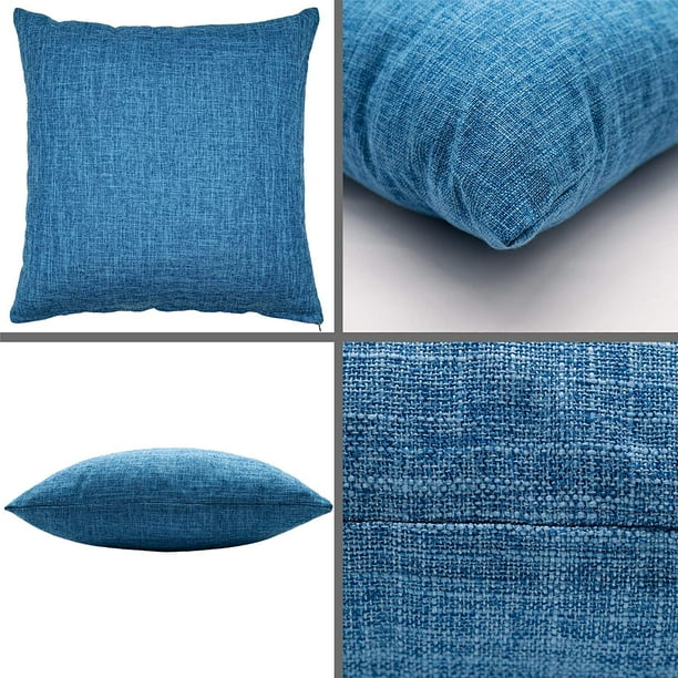 Shenmo 2pcs Royal Blue Linen Sofa Cushions Throw Pillows Living Room Cushions Bedside Table Large Back Cushion Cover Without Core Cotton And Linen Blu