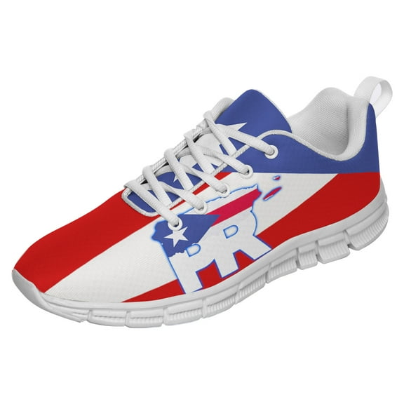 Puerto Rico Shoes Men Women Running Tennis Shoes Breathable Casual Puerto Rico Flag Sneakers White Size 3.5