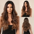 thumbnail image 1 of Peluca sintética de onda marrón y Rubio degradado para mujer, pelo largo y rizado Natural, pelucas de Cosplay diarias, parte media, fibra resistente al calor, 1 of 4