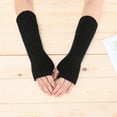 thumbnail image 2 of Uooqdmx Fingerless Gloves Arm Warmers Arm Gloves Winter Long Fingerless Gloves for Women Thumb Hole Gloves Mittens for Women and Men Gloves for Cold Weather Black One Size, 2 of 6