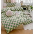 thumbnail image 2 of Juego de edredón KAREVER con rejilla verde y blanca, tamaño completo, 2 of 7