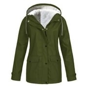 Winter Warm Coat for Women Hooded Jacket Solid Thicken Plus Velvet Jacket Long Coat