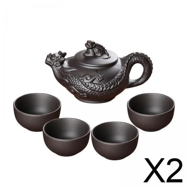 Tetera de arcilla,Tetera con infusor tradicional china hecha a mano,Juego de té portátil de kung fu de arcilla púrpura con 4 tazas,Tetera de Kung Fu con tapa,taza de té,regalo para el hogar