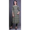 thumbnail image 4 of Bimba Long Straight Dresses For Women Printed 3/4 Sleeve Indian Clothing, 4 of 6