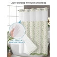 thumbnail image 6 of No Hook Shower Curtain with Snap-in Liner, Green Floral Waterproof Fabric Bathroom Curtains, Spring Flowers Bath Curtains & Mesh Top Window Stand Up Stall 36"x72", 6 of 9