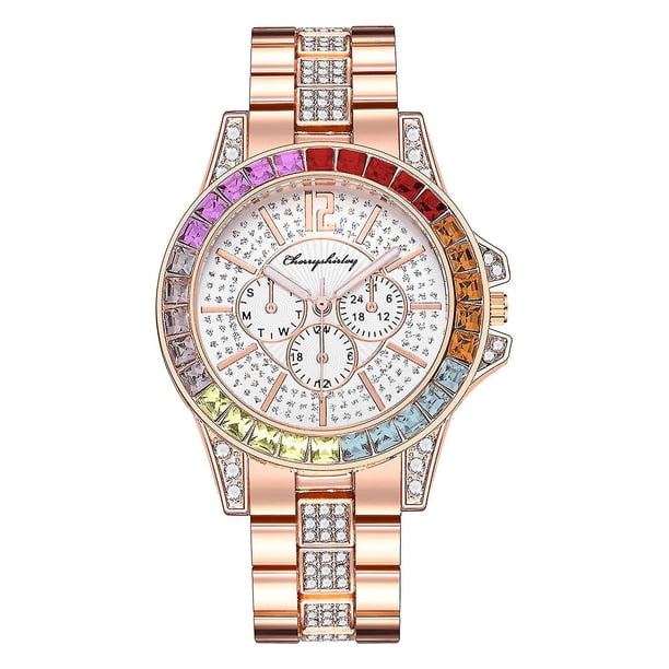 Reloj de moda para mujer Reloj de acero inoxidable Vestido casual Muñeca Cristal