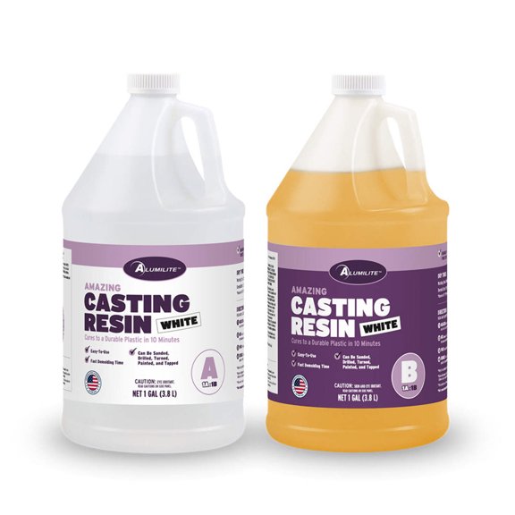 Alumilite Amazing White Casting Resin Kit, 2 Gal (1 Gal Part A 1 Gal Part B) – Ideal for Pouring Small to Large Durable Pieces, Arts, Crafts, Jewelry, and Decorative Items, 10-Minute Cure Time