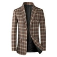 thumbnail image 5 of INSPIRE CHIC Plaid Blazers for Men's Color Block Business Checked Patterned Sports Coat, 5 of 5