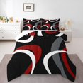thumbnail image 2 of Erosebridal Black and White Red Bedding Full Comforter Set, Abstract Line Down Comforter, Geometry Home Decor Ultra Soft 3pcs, 2 of 8