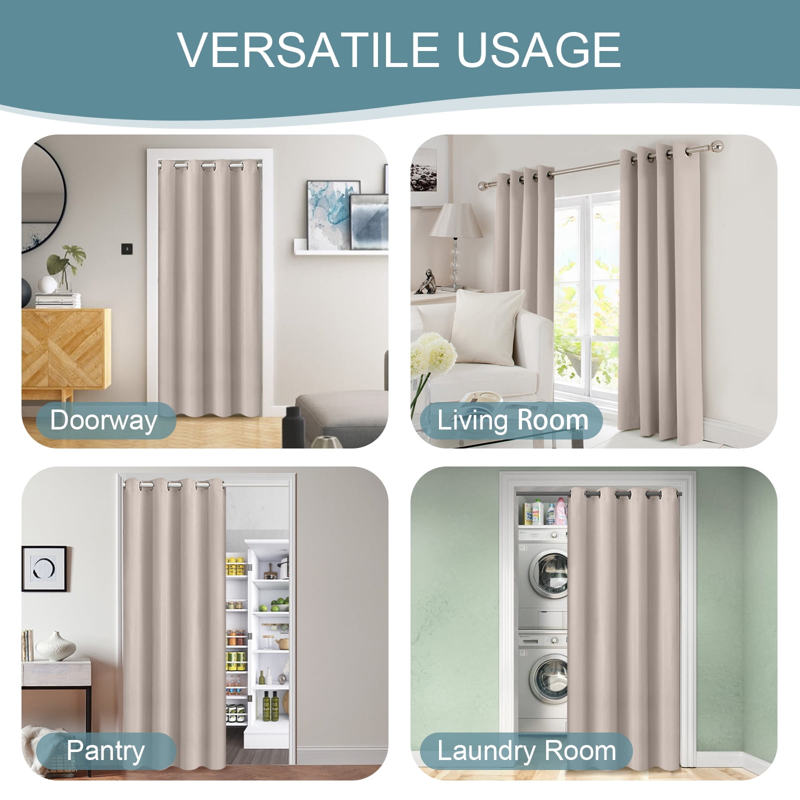DONGPAI Blackout Curtains for Doorways and Closets, Privacy Door Curtain Room Divider Thermal Insulated Door Curtain, 1 Panel, 52" x 96", Beige