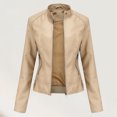 thumbnail image 1 of Chaqueta recortada Mujer Abrigo casual de piel sintética Ropa de calle vintage Ygjytge Beige T S para Mujer, 1 of 9