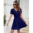 thumbnail image 5 of GymChoice Women's Casual Summer Tiered Midi Dress,Short Sleeve V Neck Babydoll Ruffle Dress, 5 of 8