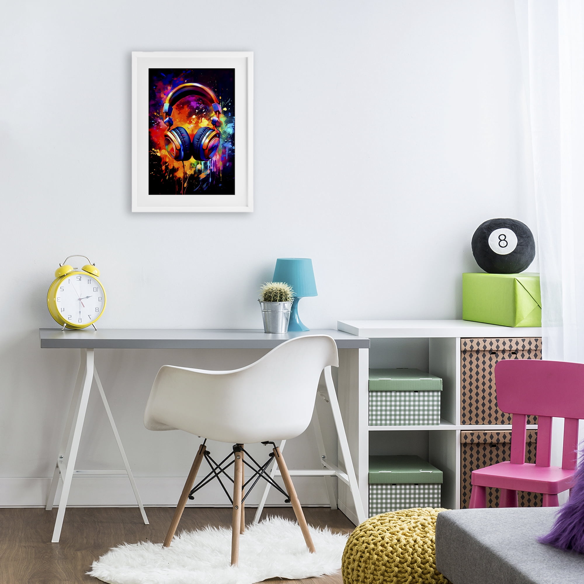 Stupell Industries Musical Color Pop Splash White Framed Print Under Glass, design by Creative Studio