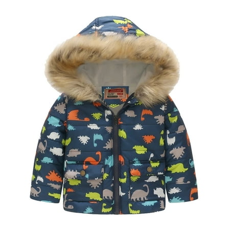 

Kids Coat Winter Baby Jacket Girls Hooded Prints Toddler Outwear Zipper Windproof Warm Thick Girls Coat Jacket