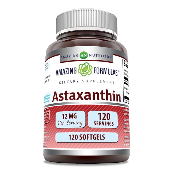 Amazing Formulas Astaxanthin 12mg Per Serving 120 Softgels Supplement | Non-GMO | Gluten Free