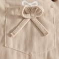 thumbnail image 4 of CAICJ98 Baby Girl Clothes Newborn Suspender Skirt Short Sleeve Ruffle Romper + Cute Dress + Bow Headband Infant Outfits Set (Beige,0-3 Months), 4 of 8