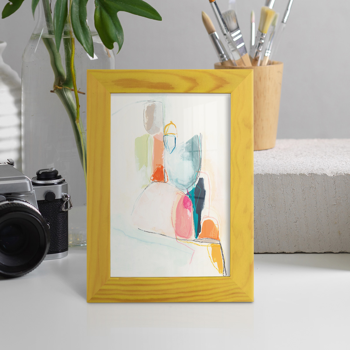 Factotum I -Framed Print w/glass-Sunflower Yellow