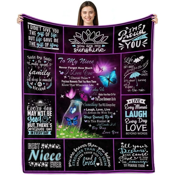 Niece Gifts from Auntie, Gifts for Niece Blanket, Niece Blanket from Auntie, Birthday Gift for Niece, Niece Gifts from Aunt, Niece Birthday Graduation Gifts Throw Blanket 60"X50"