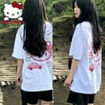 thumbnail image 3 of Kawaii Sanrio Hellow Kitty T-Shirt Cute Cartoon Wild Loose Print Shirt Cotton Short-Sleeve Clothes Girl Gift 4XL Oversized Women, 3 of 8