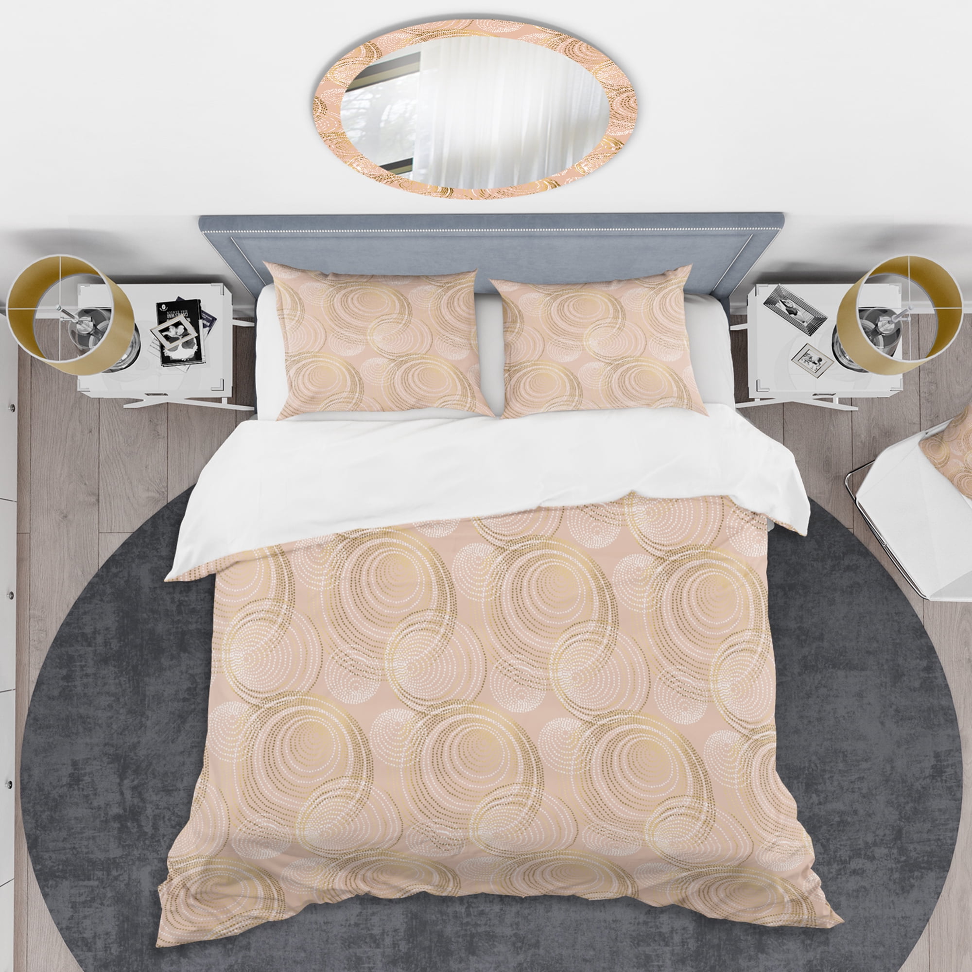 Designart 'Rose Gold Abstract Geometry Luxury' Mid-Century Modern Duvet Cover Set