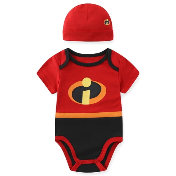Disney The Incredibles Jack-Jack Short Sleeve Bodysuit with Hat (Baby Boys), 2 Piece Set, Sizes 3M-18M