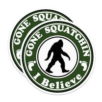 (2 Pack) Gone Squatchin I Believe Stickers -Big Foot Sasquatch Neanderthal Sticker - 5 Inches On Longest Side - Premium Vinyl - for Cars, Trucks, Skateboards, Laptops - Made in USA - BMCS0465