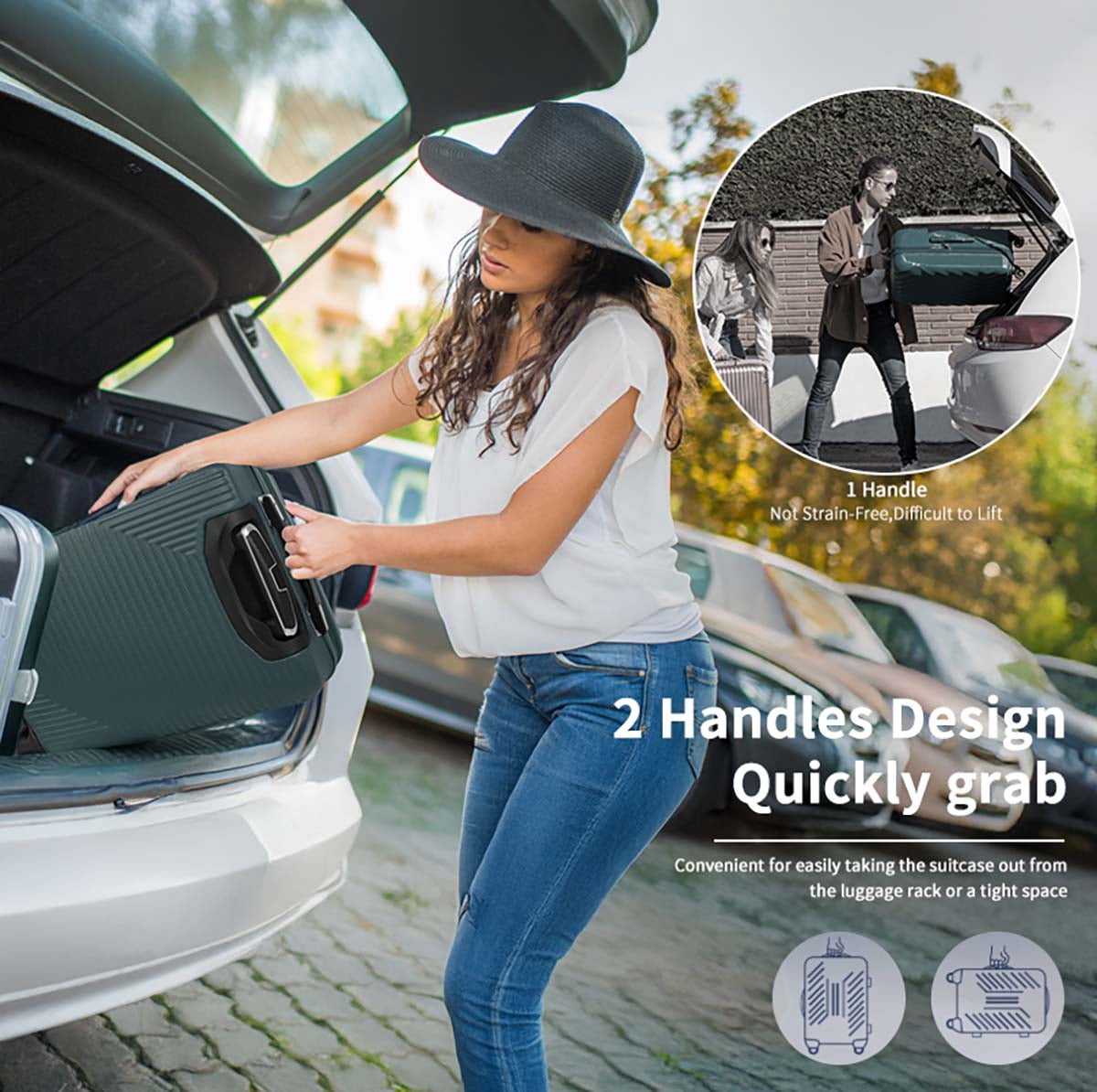 20 inch Carry on Luggage for Airplane, Hardside Expandable Suitcase with Spinner Wheels, Lightweight Rolling Luggage, Dark Green - WD588