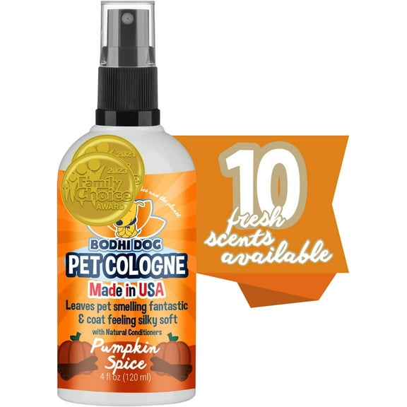 Bodhi Dog Natural Dog Cologne , Premium Scented Deodorizing Body Spray for Dogs & Cats , Neutralizes Strong Odors , Dog Perfume with Natural Dog Conditioner , Made in USA (Pumpkin Spice, 4 Fl Oz) Pumpkin Spice 4.00 Fl Oz (Pack of 1)