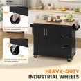 thumbnail image 6 of Topeakmart Wood Top Rolling Kitchen Cart Island with Storage Cabinet & 3 Drawers & Spice Rack, Black, 6 of 7