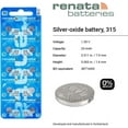 thumbnail image 2 of Renata 315 - SR716 Silver Oxide Button Battery 1.55V - 2 Pack, 2 of 8