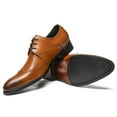 thumbnail image 5 of Santimon Tan Wingtip Dress Shoes for Men Premium Cowhide Leather Oxford Shoes Casual Derby ShoesUS 9, 5 of 8
