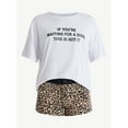 thumbnail image 5 of No Boundaries Sleepwear Cotton Tee and Boxer Shorts Set, 2-Piece, Women’s, 5 of 5