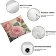 thumbnail image 4 of COMIO  Decorative Romantic Rose Flower Pillow Cover Vintage Shabby Chic Peach Pink Rose Floral Cushion Cover Square Pillowcase for Sofa Bedroom Car Set of 2 (Pink Rose), 4 of 6