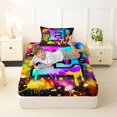 thumbnail image 4 of Manfei Colorful Alphabet E Twin Sheets,Paint Drip Bedding,Black,3 Pieces,1 Flat Sheet,1 Fitted Sheet and 1 Pillowcase, 4 of 6